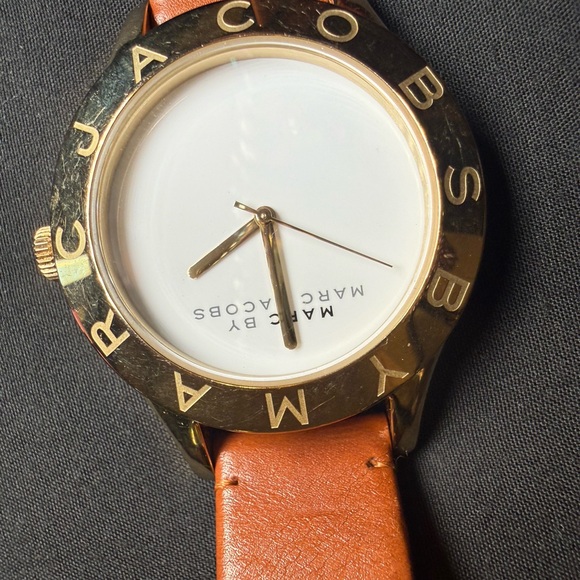 Marc Jacobs Gold Tone Round Watch with Orange Strap - Picture 2 of 3